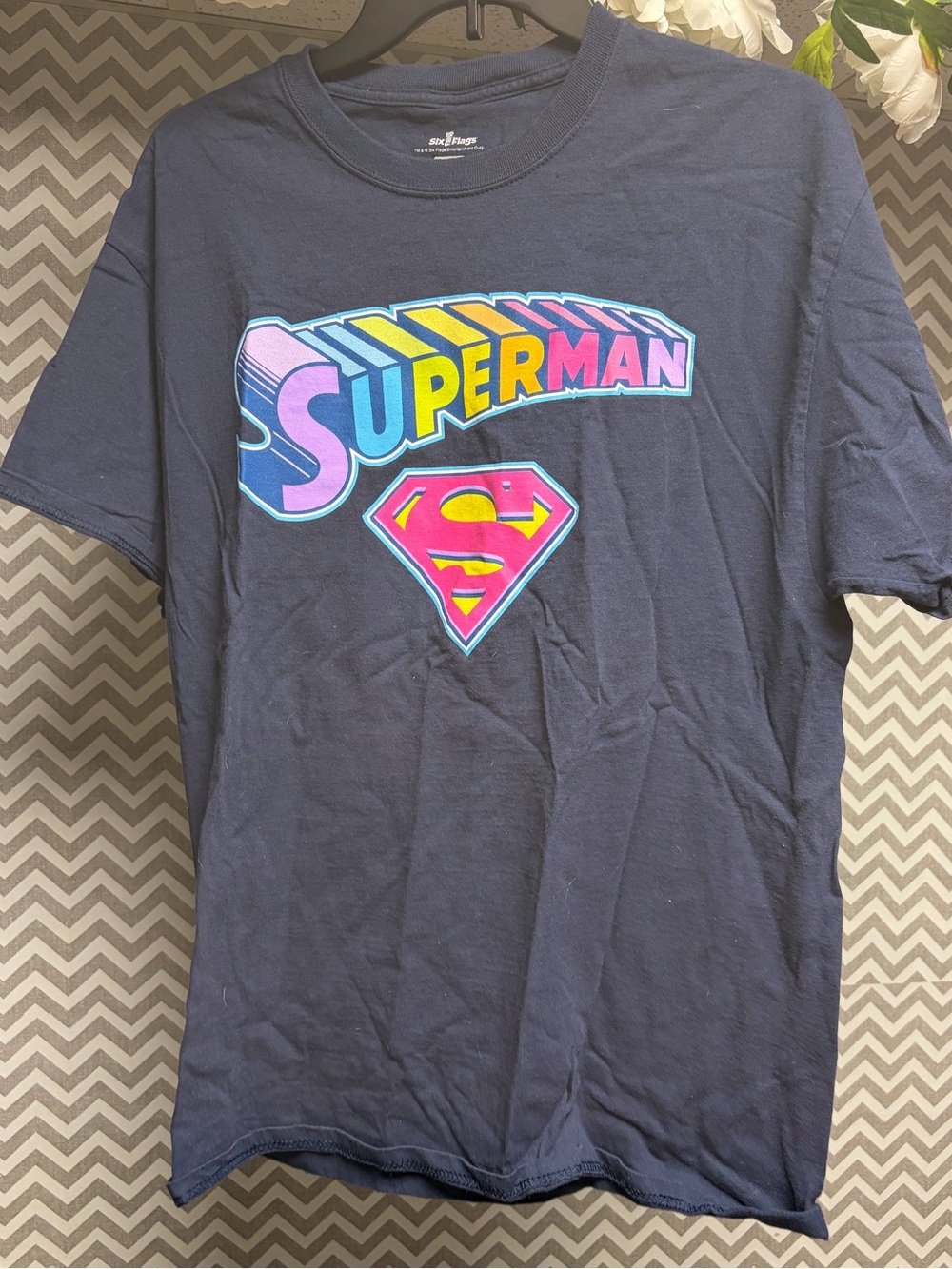 Superman Neon Logo Graphic Tee - Navy